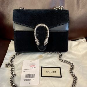 GUCCI Dionysus mini Suede GG velvet Shoulder crossbody chain Bag handbag Black